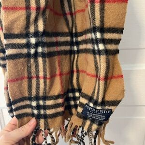Burberry Tan Plaid Wool Scarf